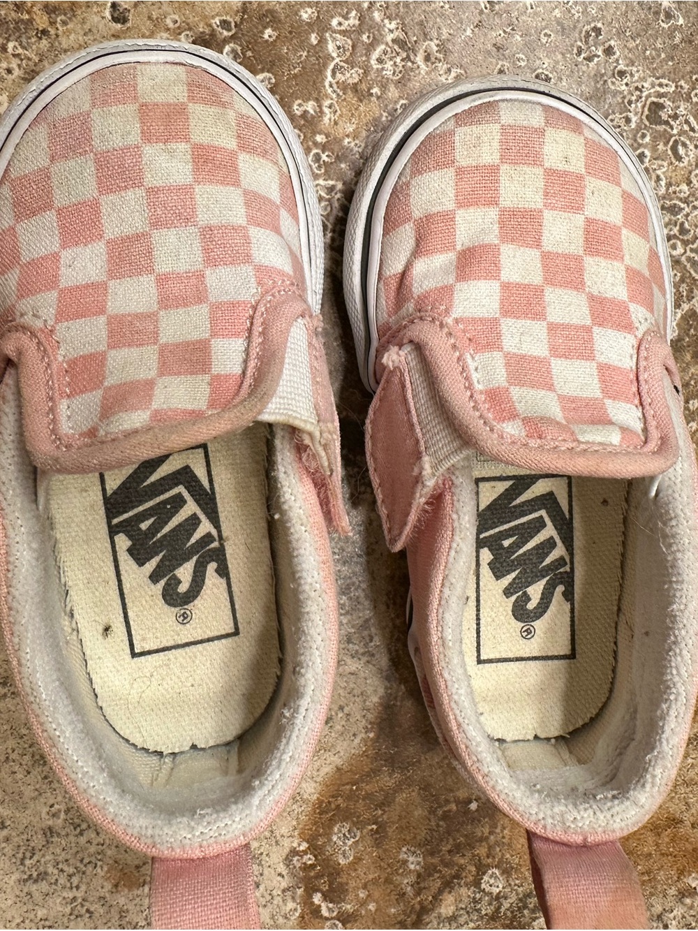 Vans Kids Slip-On Checkerboard Sneakers - Pink & White